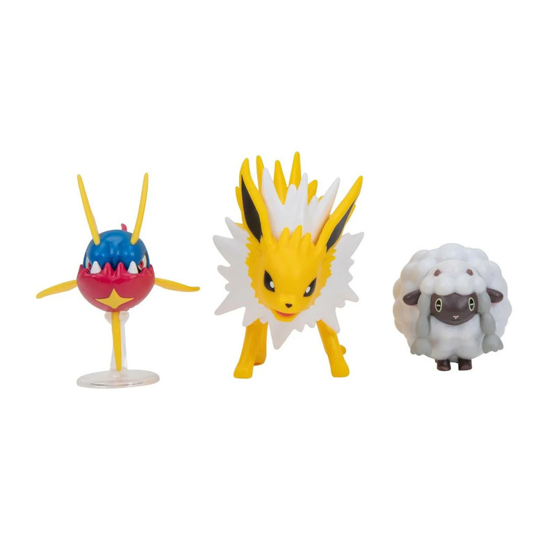 Pokemon Battle Figure 3 Set Pack - Carvanha/ Jolteon/ Wooloo - مجسم